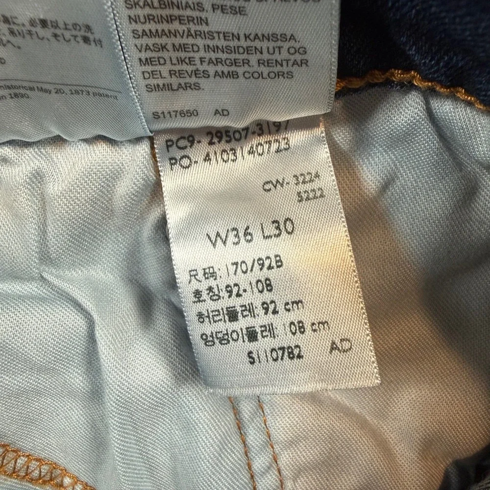 Levis 502 Taper Jeans Mens‎ 36x30 Blue Dark Wash Stretch Denim